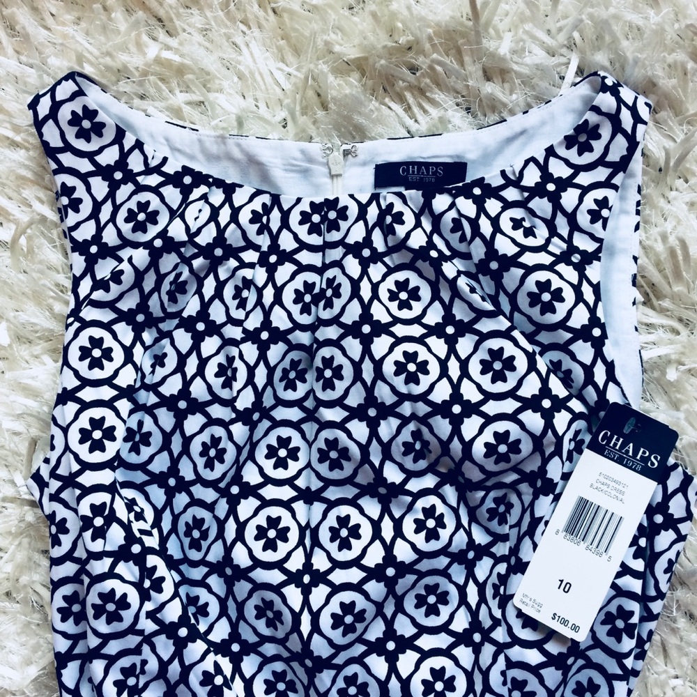 NEW Chaps Belted Fit and Flare Print Dress - Picture 5 of 8